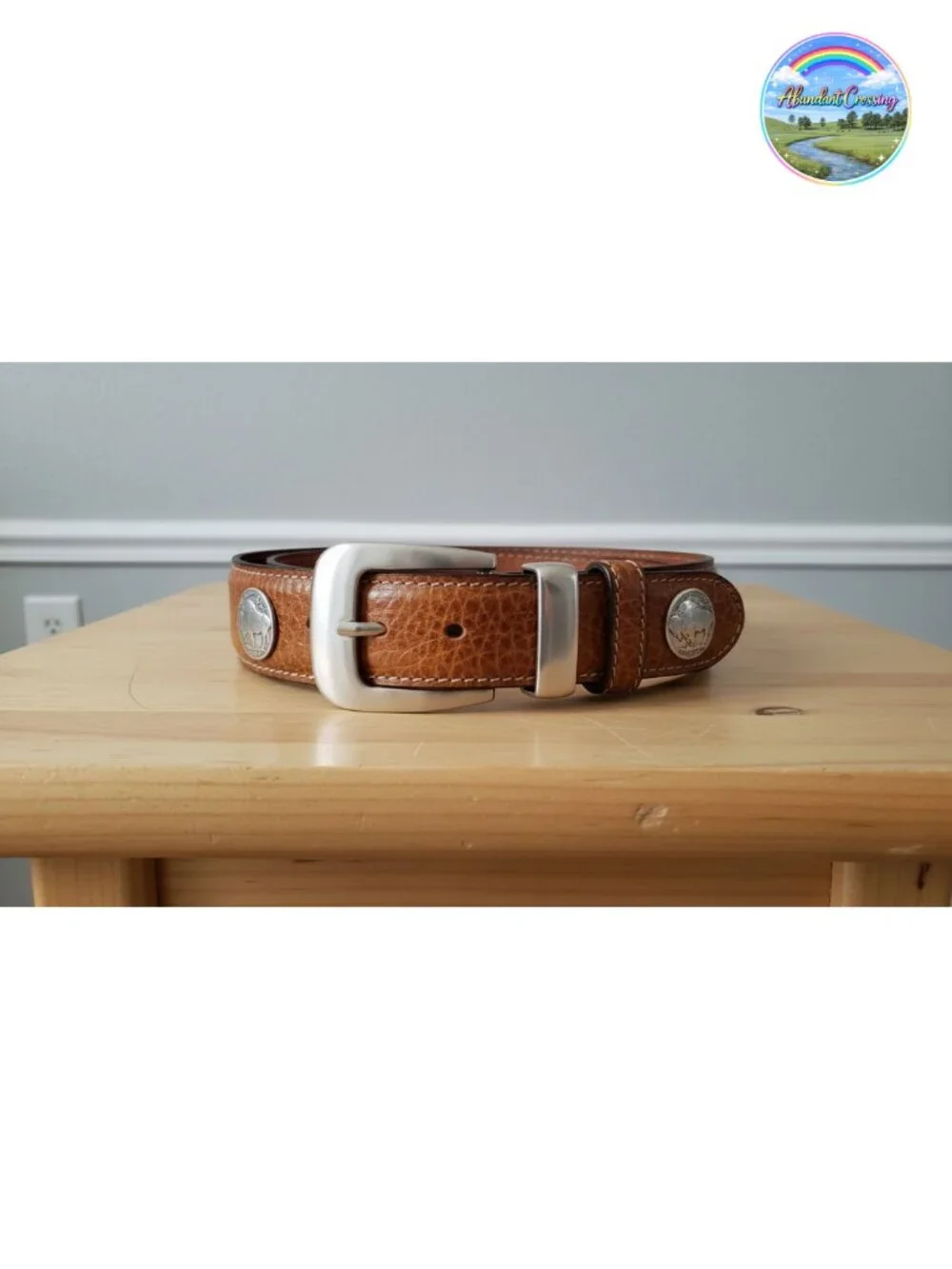 Genuine Leather Western Ranger Belt with Antique Silver Buckle